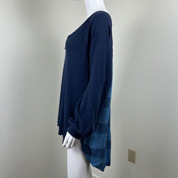 Pilcro Womens Size L Blue Plaid Cotton High Low Pullover NEW Tunic Sweatshirt - Picture 10 of 15